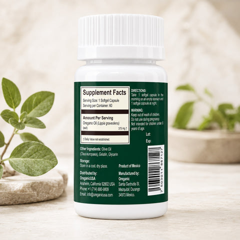 La tabla alimenticia con valores que son informativos para ti hace que sea confiable al comprar este aceite de orégano de OreganicUSA.